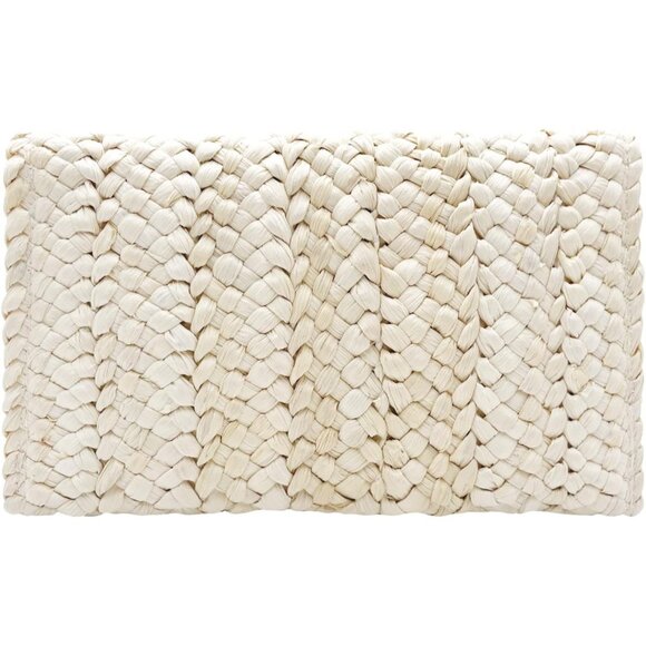 COPY - Women Cream Woven Straw Beach Handbag Envelope Clutch Rattan Clutch - Picture 2 of 7